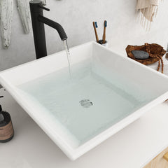 Freestanding Single Vanity with White Vessel Sink in Beige and Gold