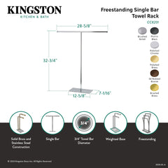 Freestanding Towel Rack, Claremont, T-Shape in Brushed Brass