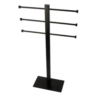 Freestanding Towel Rack, Edenscape, Triple Rod, Stainless Steel, Matte Black