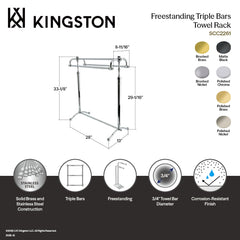 Freestanding Towel Rack, Heirloom, 3-Tier Pedestal in Brushed Brass