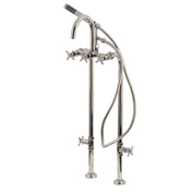 Freestanding Tub Faucet, Concord, Cross Handle, Brass, Polished Nickel