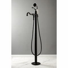 Freestanding Tub Faucet, English Country, Single Handle with Hand Shower in Matte Black