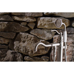 Freestanding Tub Faucet, Heirloom, Single Handle with Hand Shower in Brushed Nickel