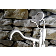 Freestanding Tub Faucet, Heirloom, Single Handle with Hand Shower in Brushed Nickel