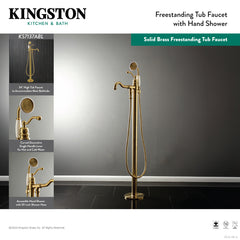 Freestanding Tub Faucet, Heirloom, Single Handle with Hand Shower in Brushed Nickel