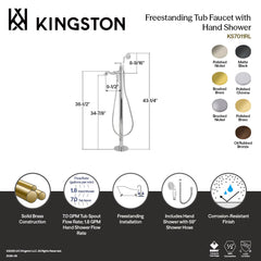 Freestanding Tub Faucet, Tulare, Single Handle with Hand Shower in Polished Nickel