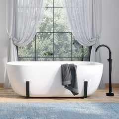 Freestanding Tub Filler, Athena, Single Handle, Hand Shower, Brass, Matte Black