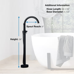 Freestanding Tub Filler, Athena, Single Handle, Hand Shower, Brass, Matte Black
