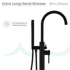 Freestanding Tub Filler, Ivy, Single Lever Handle, Brass, Matte Black