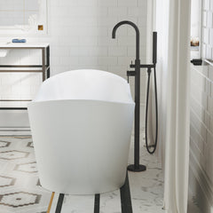 Freestanding Tub Filler, Ivy, Single Lever Handle, Brass, Matte Black