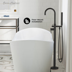 Freestanding Tub Filler, Ivy, Single Lever Handle, Brass, Matte Black