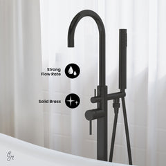 Freestanding Tub Filler, Ivy, Single Lever Handle, Brass, Matte Black