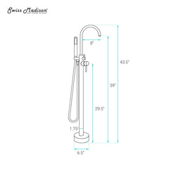 Freestanding Tub Filler, Ivy, Single Lever Handle, Brass, Matte Black
