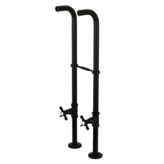 Freestanding Tub Supply Lines with Stop Valve and Handle in Matte Black