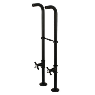 Freestanding Tub Supply Lines with Stop Valve and Handle in Matte Black