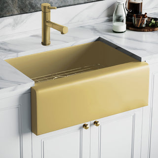 Front Apron Kitchen Sink, Single Bowl, 30 Inch in Brass