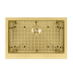 Front Apron Kitchen Sink, Single Bowl, 30 Inch in Brass