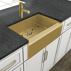 Front Apron Kitchen Sink, Single Bowl, 30 Inch in Brass