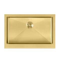 Front Apron Kitchen Sink, Single Bowl, 30 Inch in Brass