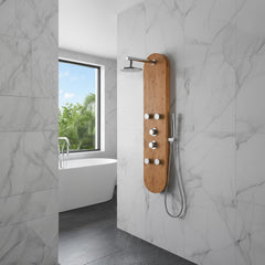 Full Body Shower Panel, Crane Series, 52 in with Body Jets in Natural Bamboo