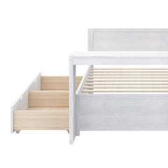 Full Daybed with Built-In Desk and 2 Drawers in Antique White