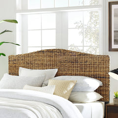 Full Headboard, Handwoven Banana Leaf with Wood Frame in Brown