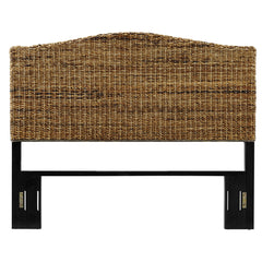 Full Headboard, Handwoven Banana Leaf with Wood Frame in Brown