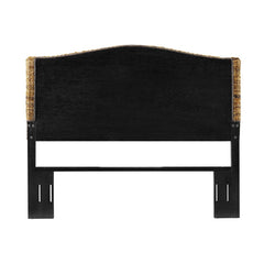 Full Headboard, Handwoven Banana Leaf with Wood Frame in Brown