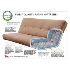 Full-Size Futon and Mattress in Black Microsuede with Mocha Wood Frame