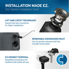 Garbage Disposal, Advanced Series, Continuous Feed, 3/4 HP, Stainless Steel