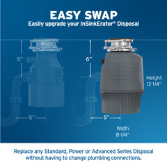 Garbage Disposal, Advanced Series, Continuous Feed, 3/4 HP, Stainless Steel