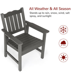 Garden Armchairs, Set of 2, Gray Plastic with Slatted Seat and Back
