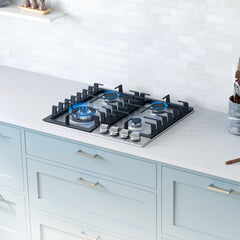 Gas Cooktop, 4 Burner, 24 Inch, Natural Gas, Stainless Steel