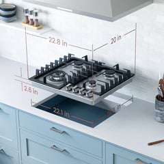 Gas Cooktop, 4 Burner, 24 Inch, Natural Gas, Stainless Steel