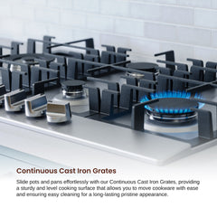Gas Cooktop, PowerFlame, 5 Burners, Stainless Steel, 30 Inch