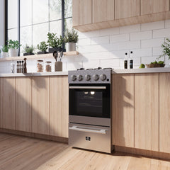 Gas Range, Lamazze, 20 Inch, 4 Sealed Burners, 2.05 Cu. Ft. Oven, Stainless Steel