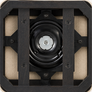 Detail | the swivel bearing plate under the seat, where it meets the wood cross-frame
