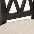 Closer | beige woven polyester seat fabric and the double-X back rail join