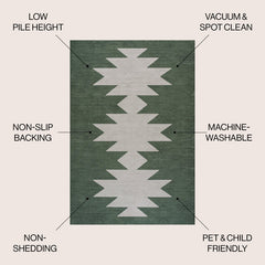 Geometric Area Rug, 7'10" x 10', Dark Green/Light Gray