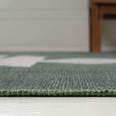 Geometric Area Rug, 7'10" x 10', Dark Green/Light Gray