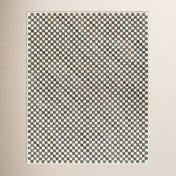 Geometric Area Rug, Wool Blend in Beige, Dark Brown, Charcoal and Medium Gray