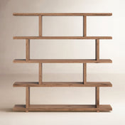 Geometric Bookcase with Four Shelf Tiers in Walnut Engineered Wood