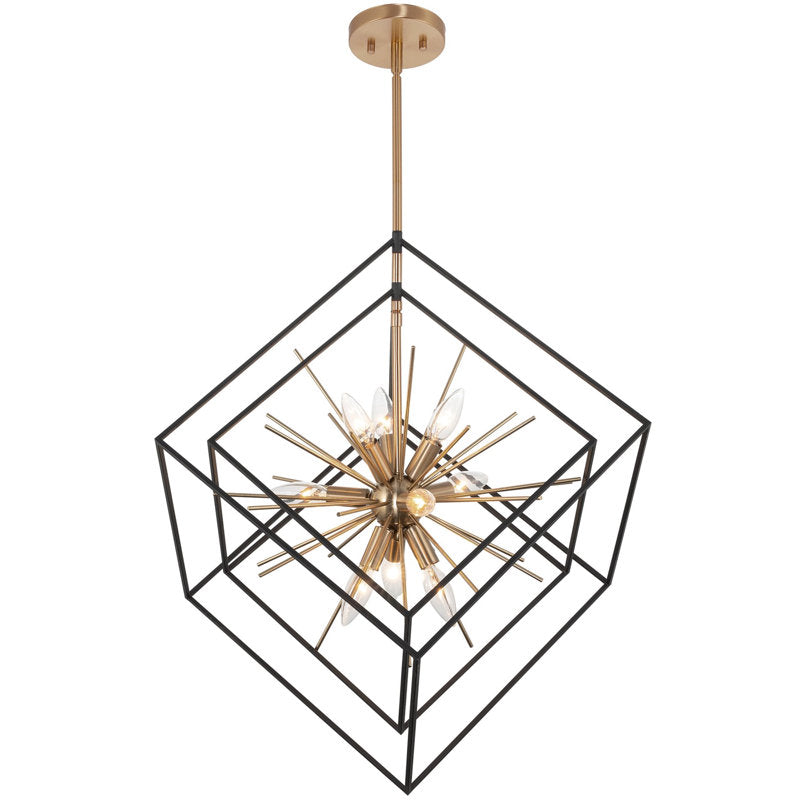 Geometric Chandelier, 9-Light, Metal with Adjustable Downrod