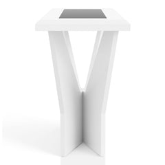 Geometric Console Table, White with Tempered Glass Top