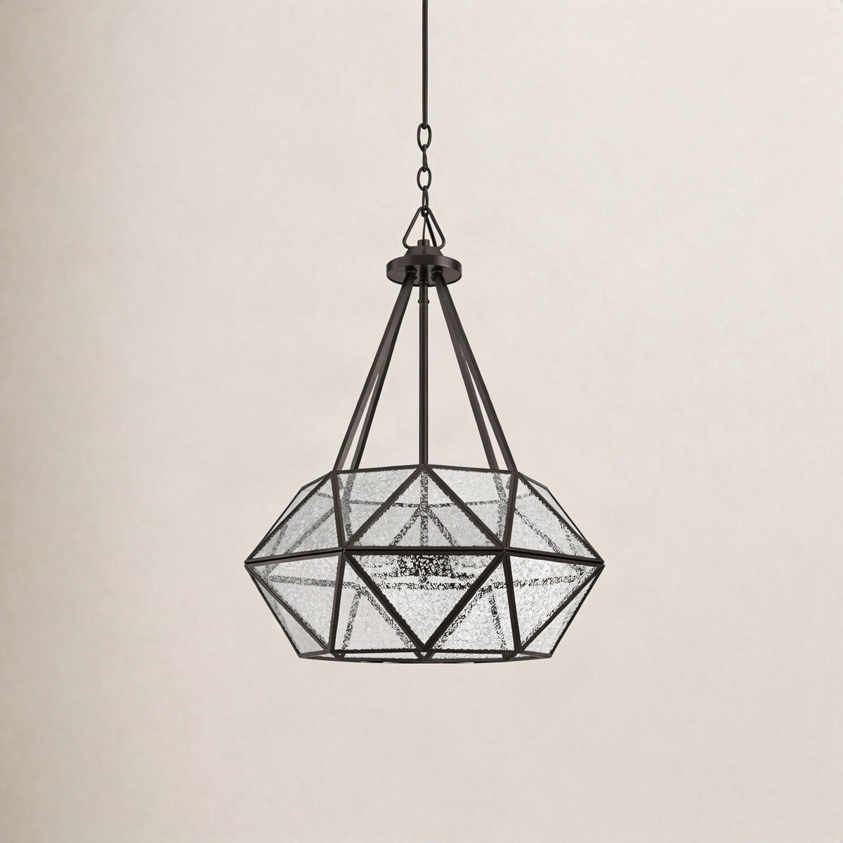 Geometric Metal Chandelier with 4 Lights, Bronze Finish