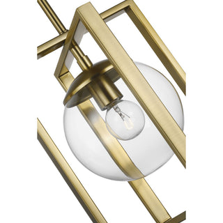Geometric Pendant Lamp in Gold Finish with Clear Glass Shade