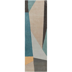 Geometric Runner Rug, 2'6" x 8', Hand-Tufted Wool in Brown/Green