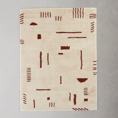 Geometric Shag Area Rug, Polypropylene, White