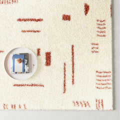 Geometric Shag Area Rug, Polypropylene, White