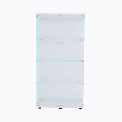 Glass Curio Cabinet, 4 Shelves, Tempered Glass and Particle Board, White